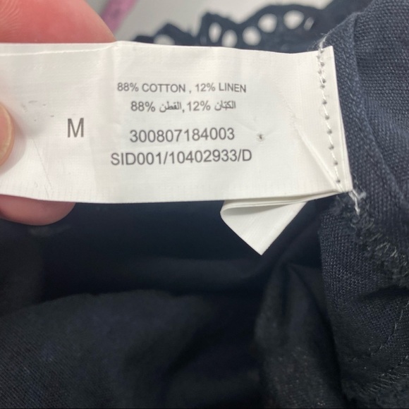 Bombay Paisley cotton linen lace hem short sleeved shift dress M - Picture 9 of 10